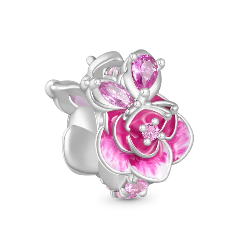 Gnoce Pink Roses Charm Platinum-plated Silver Blend - Image 2