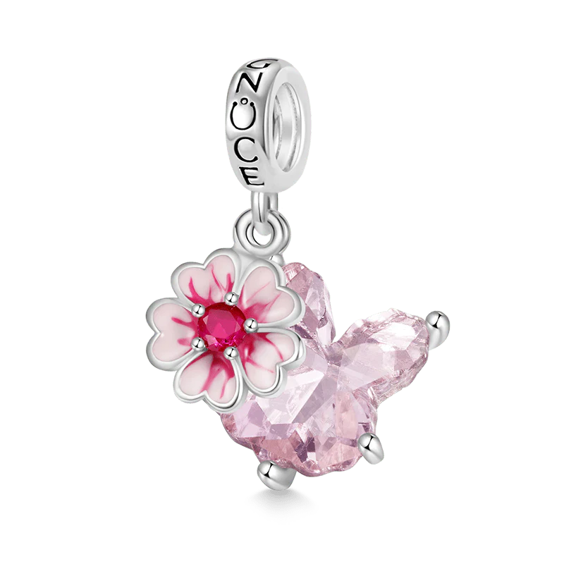 Gnoce Pink Zircon Sakura Bunny Rabbit Pendant Dangle Charm
