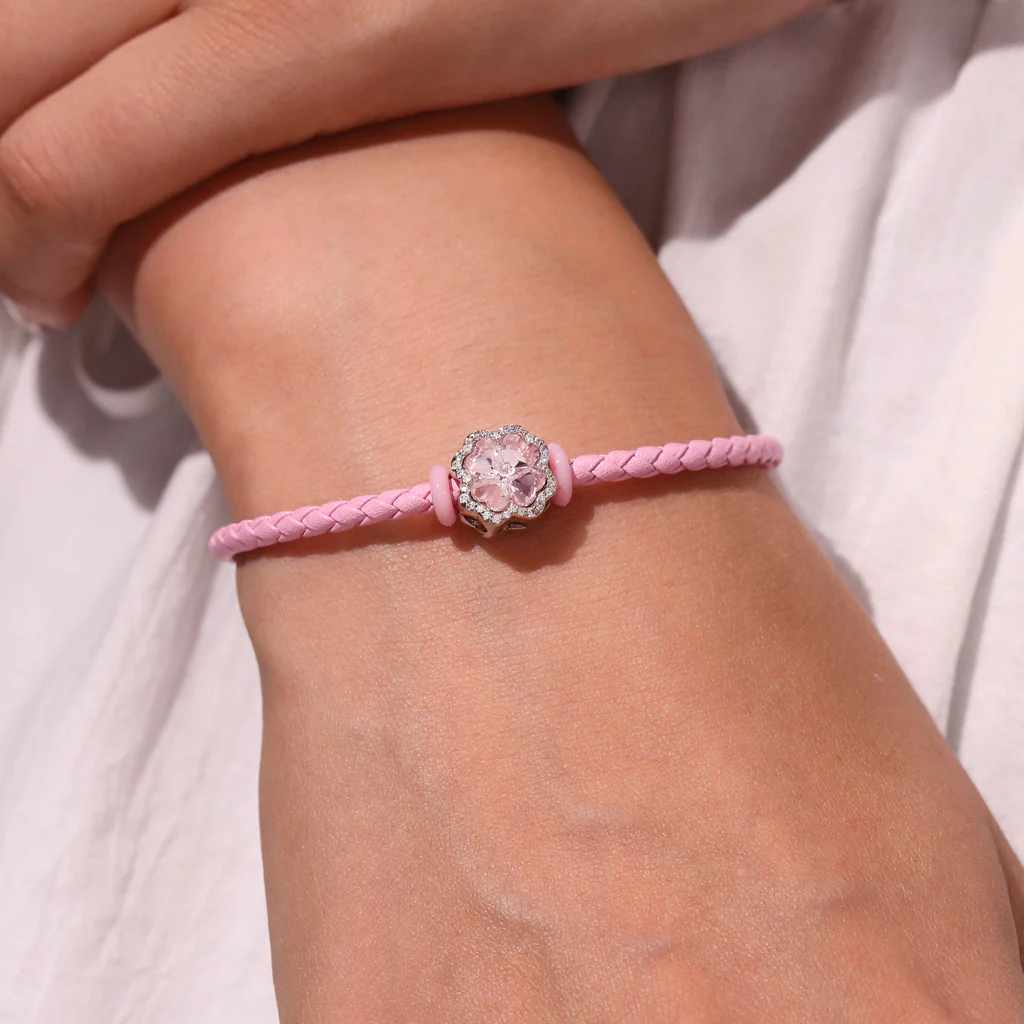 Gnoce Pink Cylindrical Snap Basic Bracelet with 2 Pieces of Stoppers - Image 5