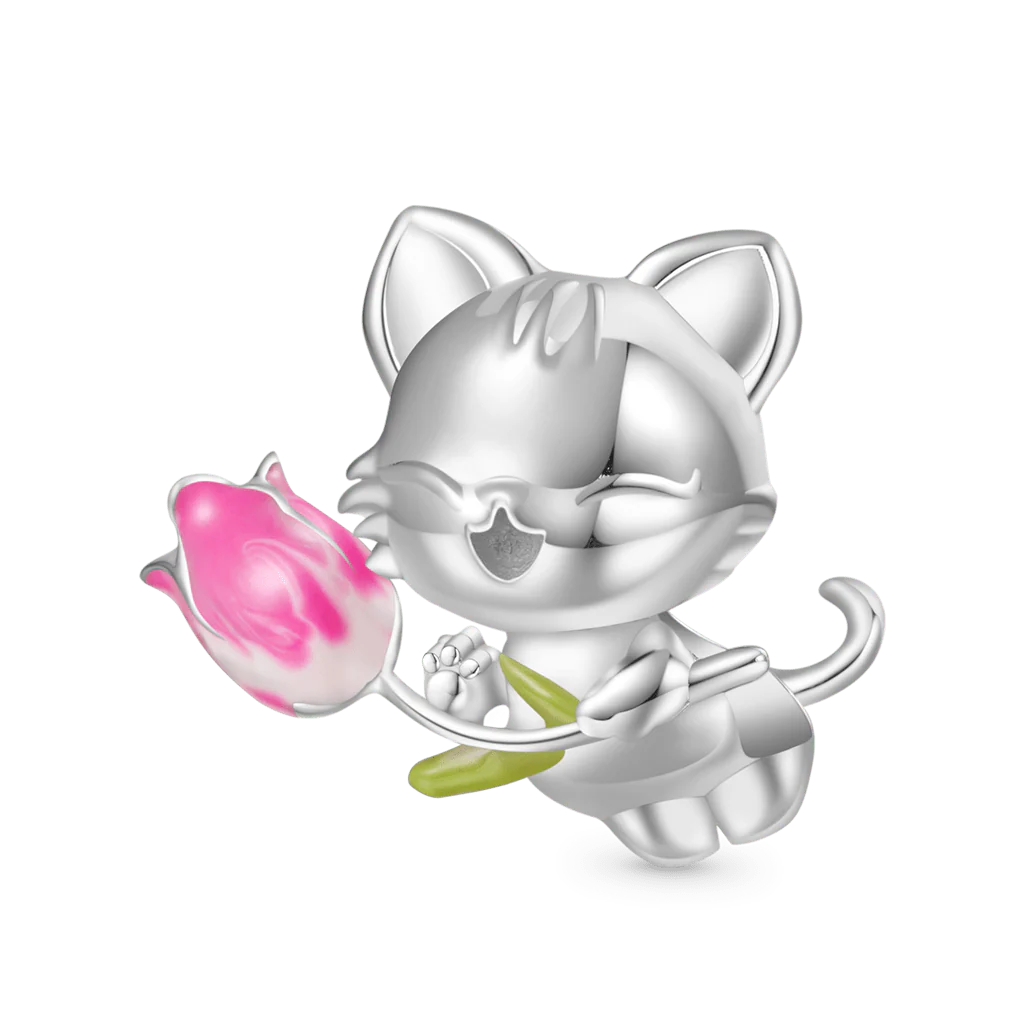 Gnoce Pink Tulip Cat Charm