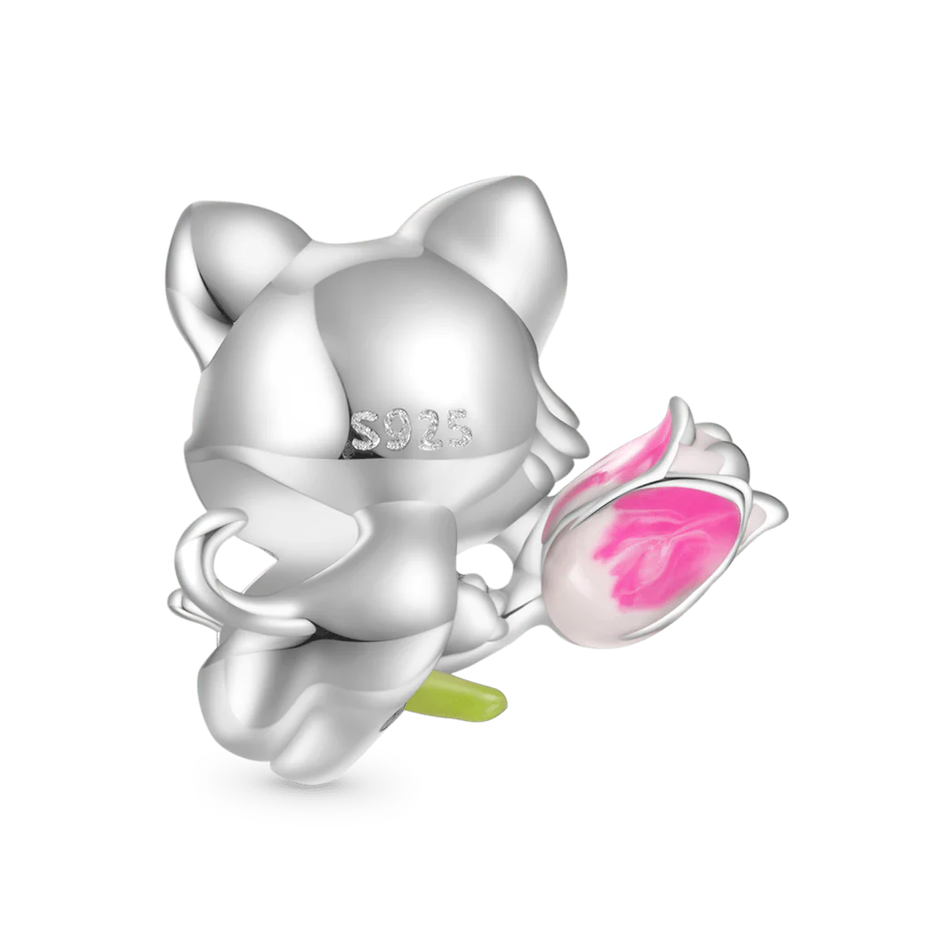 Gnoce Pink Tulip Cat Charm - Image 2