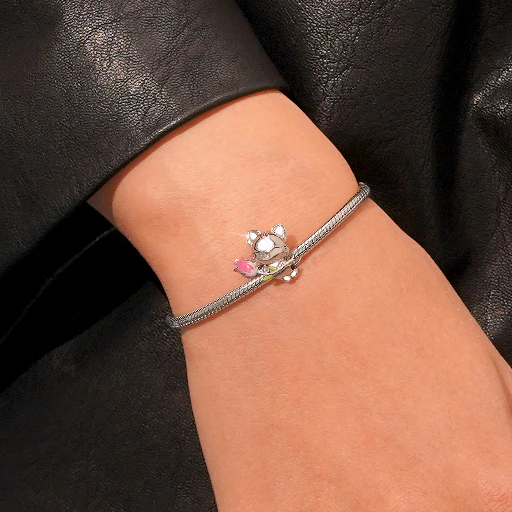 Gnoce Pink Tulip Cat Charm - Image 5