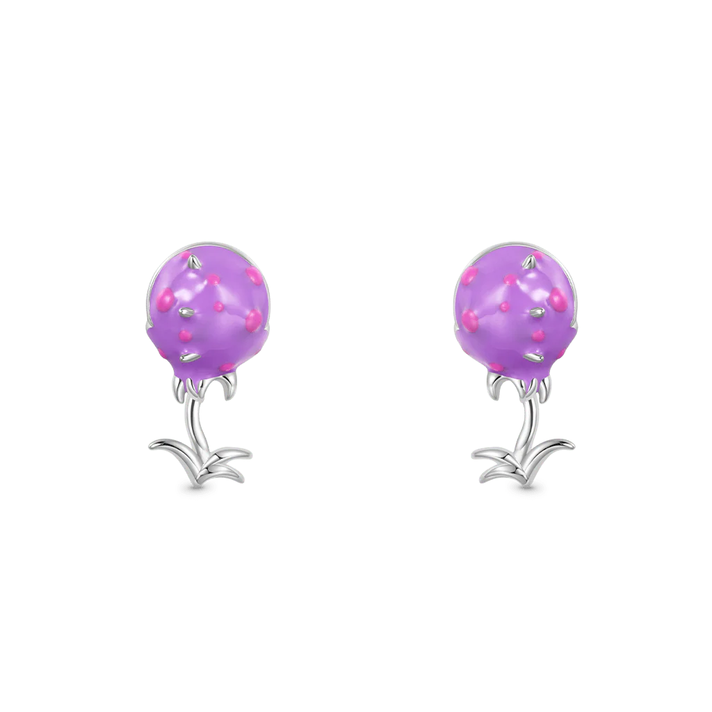 Gnoce Piranha Flower Stud Earrings Platinum-plated Silver Blend