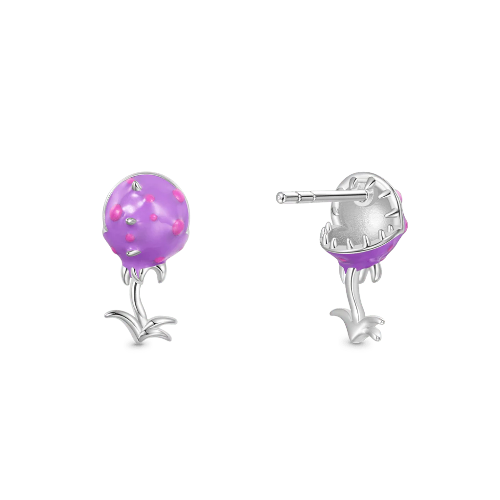Gnoce Piranha Flower Stud Earrings Platinum-plated Silver Blend - Image 3