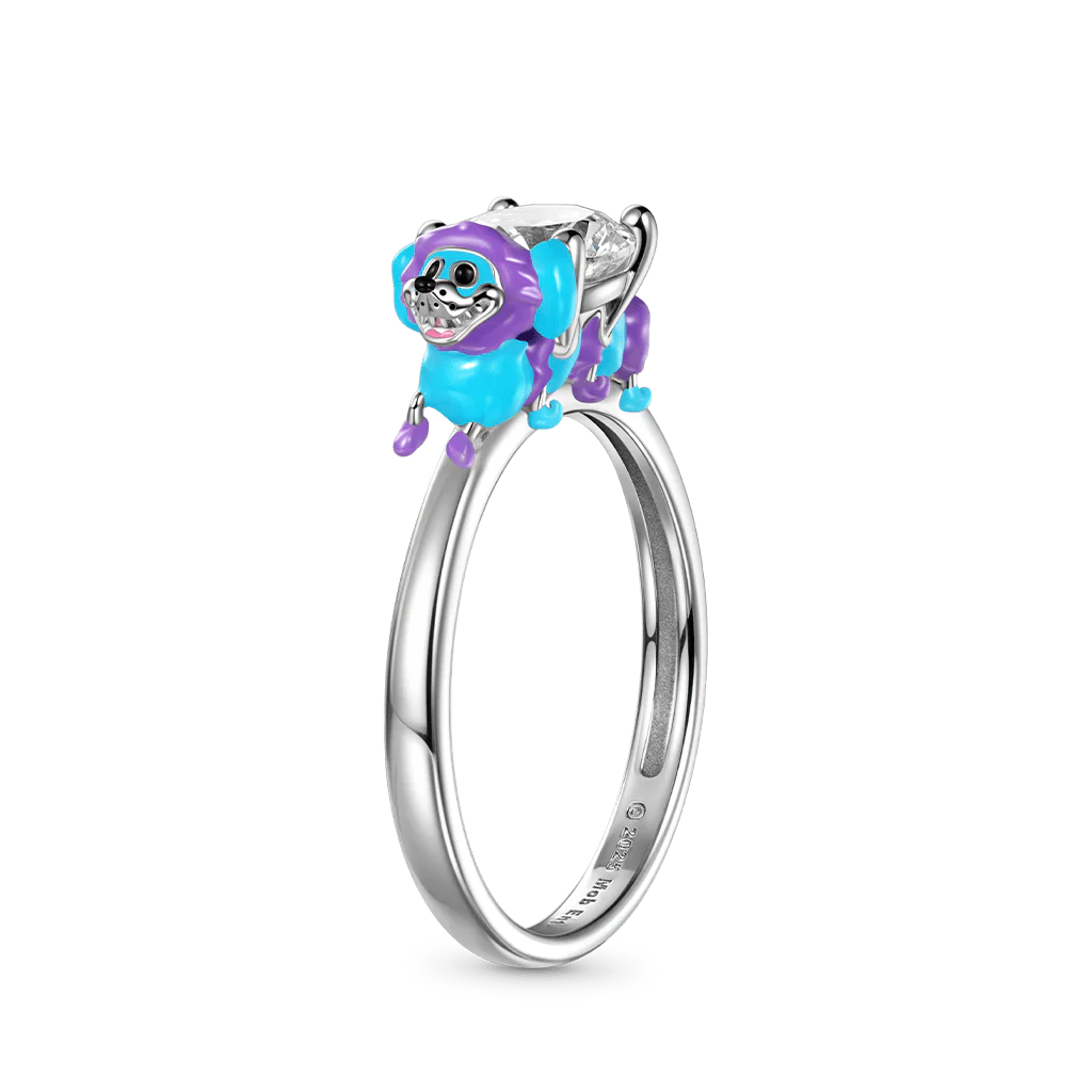 Gnoce Poppy Playtime PJ Pug-a-Pillar  Embraces Moissanite Round Cut Ring
