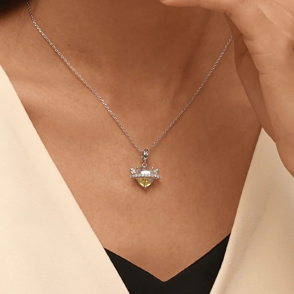 Gnoce Sparkling Angel Wings With Planet Heart Pendant Dangle Charm - Image 7