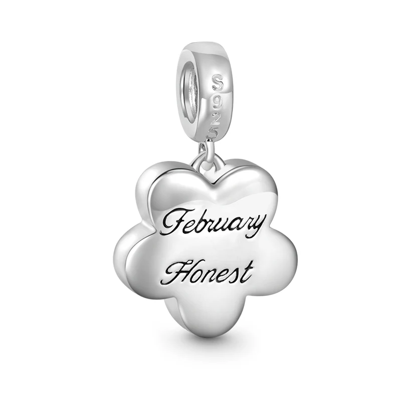 Gnoce Plum Blossom Birthstone Charm Platinum-plated Silver Blend - Image 2
