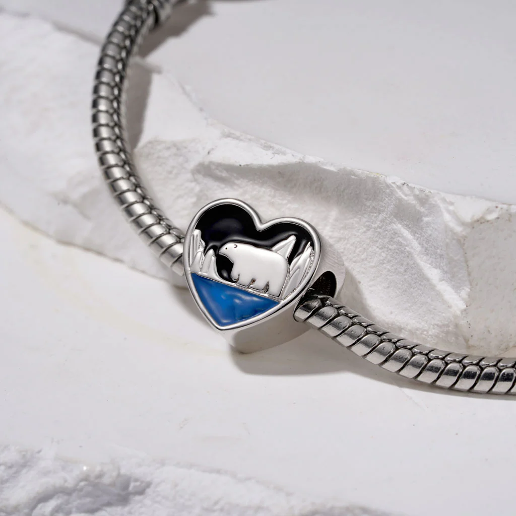 Gnoce Polar Bear Engravable Love Charm Platinum-plated Silver Blend - Image 4