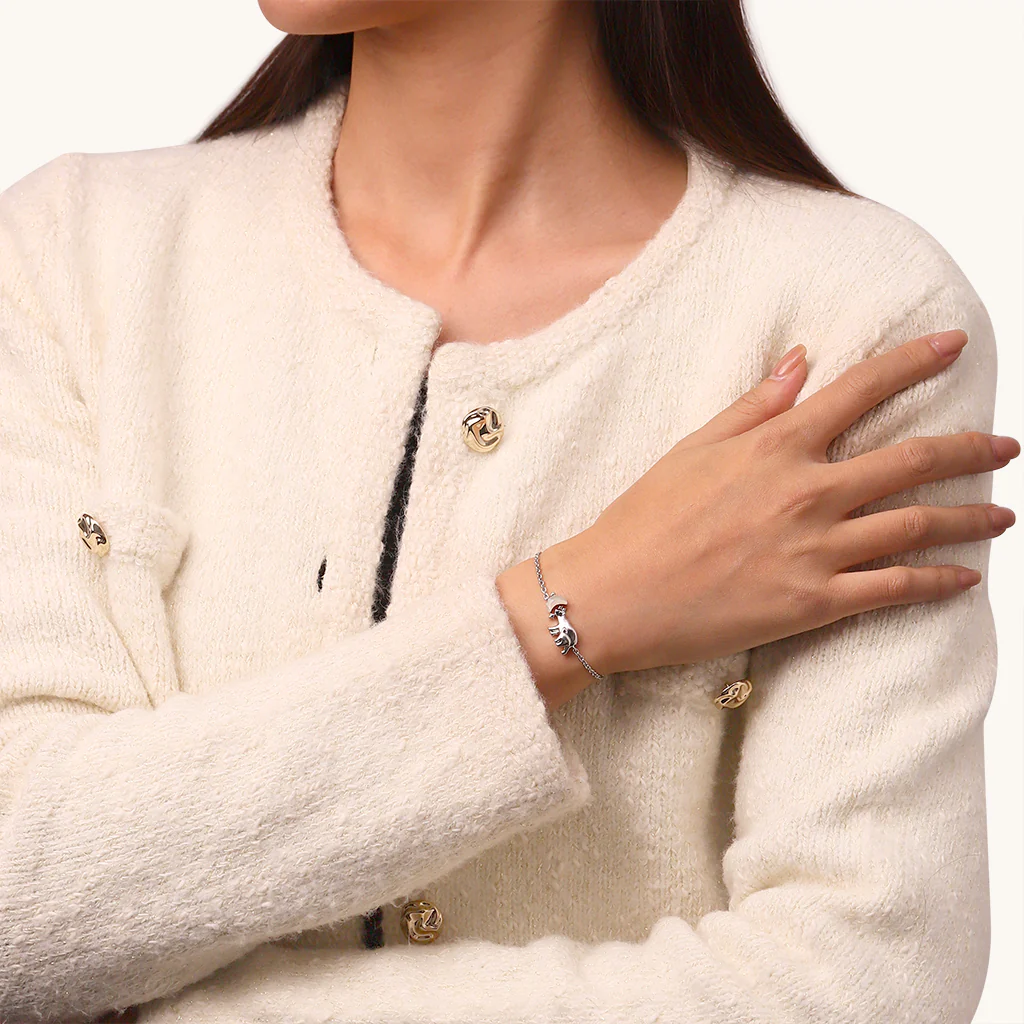 Gnoce Polar Bear Parent-Child Glow-in-the-Dark Moon Bracelet Platinum-plated Silver Blend - Image 4