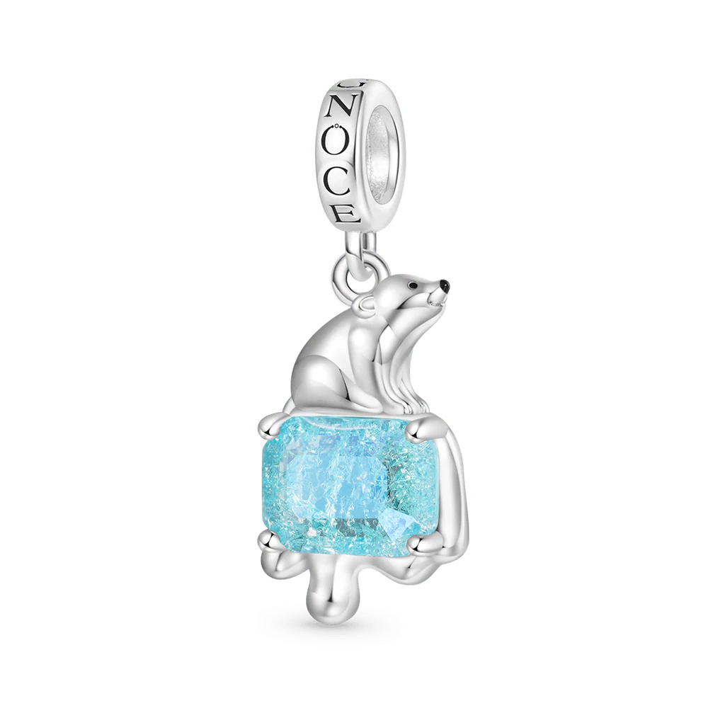 Gnoce Melting Glacier Polar Bear Charm Platinum-plated Silver Blend