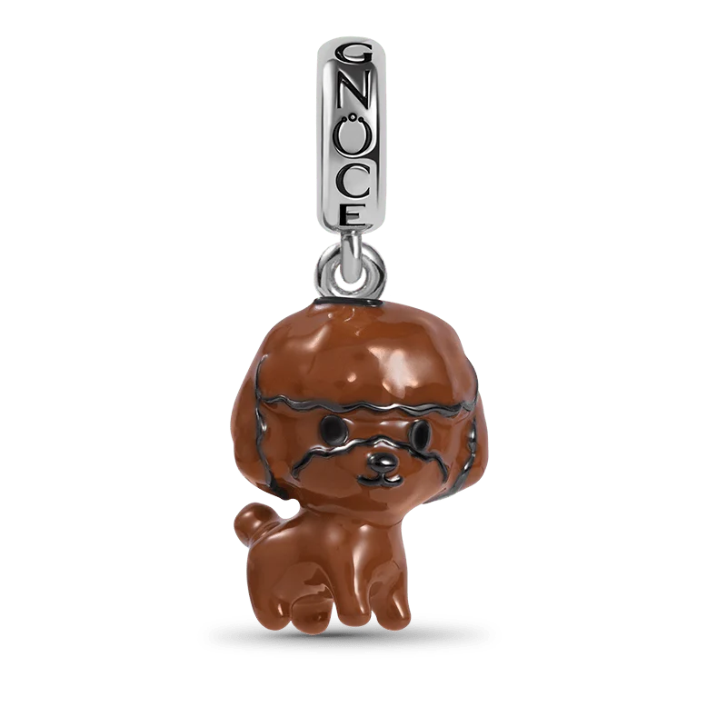 Poodle Puppy Pendant Dangle Charm Sterling Silver