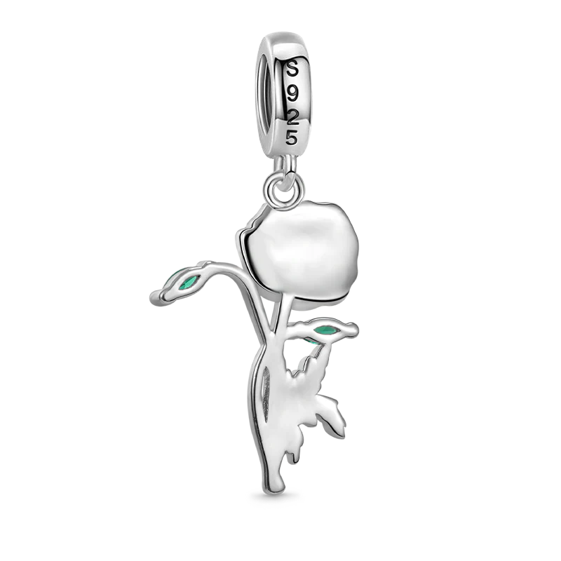 Gnoce Red Poppy Flower Charm Platinum-plated Silver Blend - Image 2