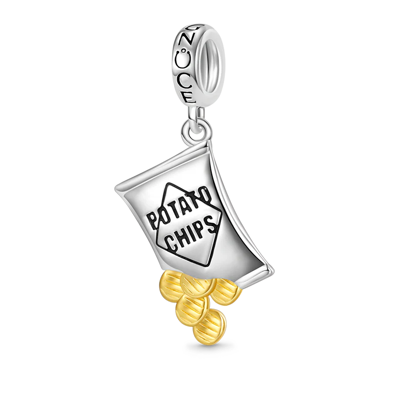 Gnoce Snack Food Potato Chips Charm Platinum-plated Silver Blend