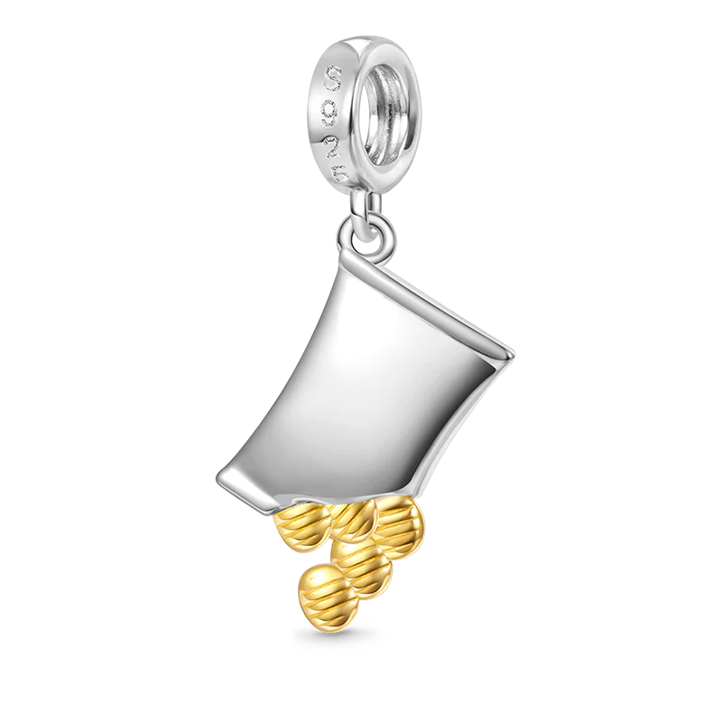 Gnoce Snack Food Potato Chips Charm Platinum-plated Silver Blend - Image 2