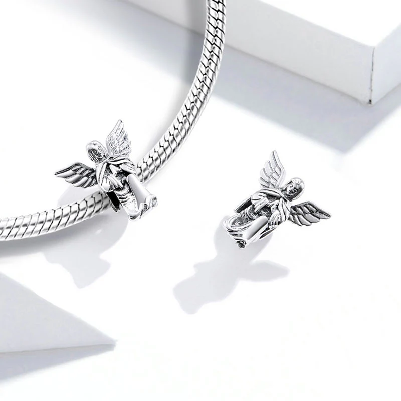 Praying Angel Stopper for Charm Bracelets 925 Sterling Silver - Image 2