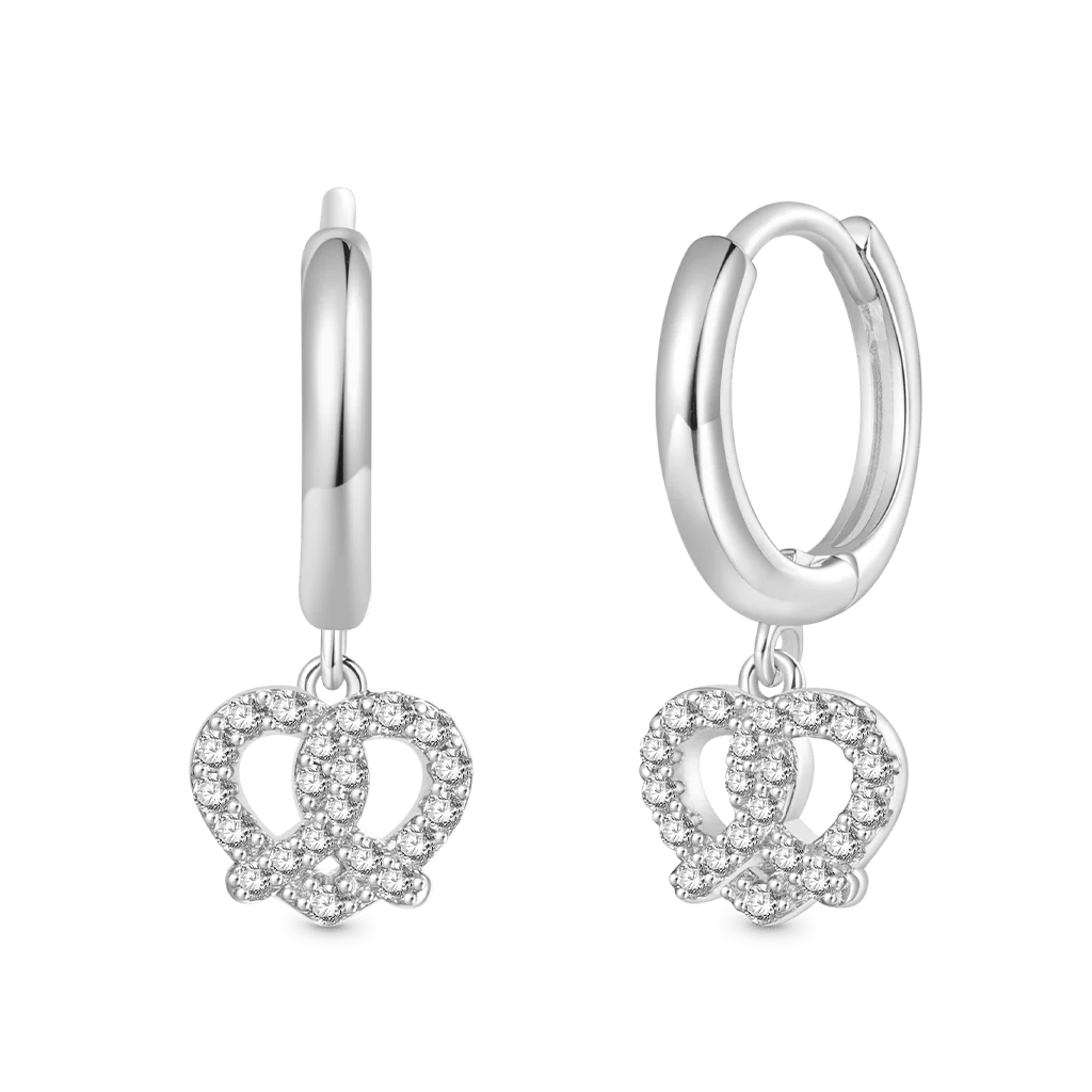 Gnoce Pretzel Food Hoop Earrings Platinum-plated Silver Blend