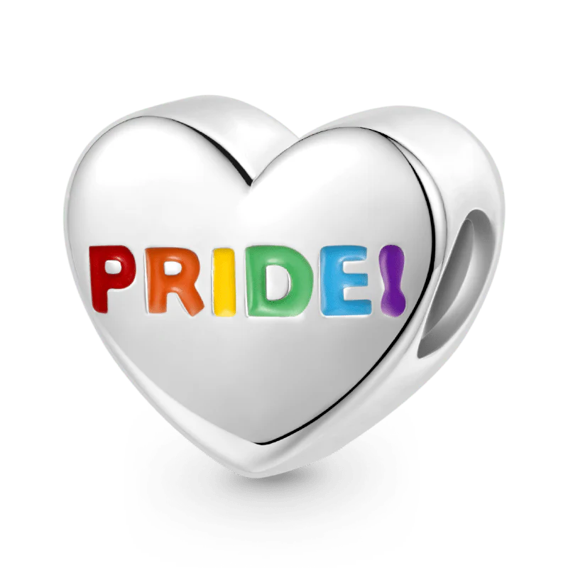Gnoce "PRIDE!" Rainbow Heart Charm Platinum-plated Silver Blend