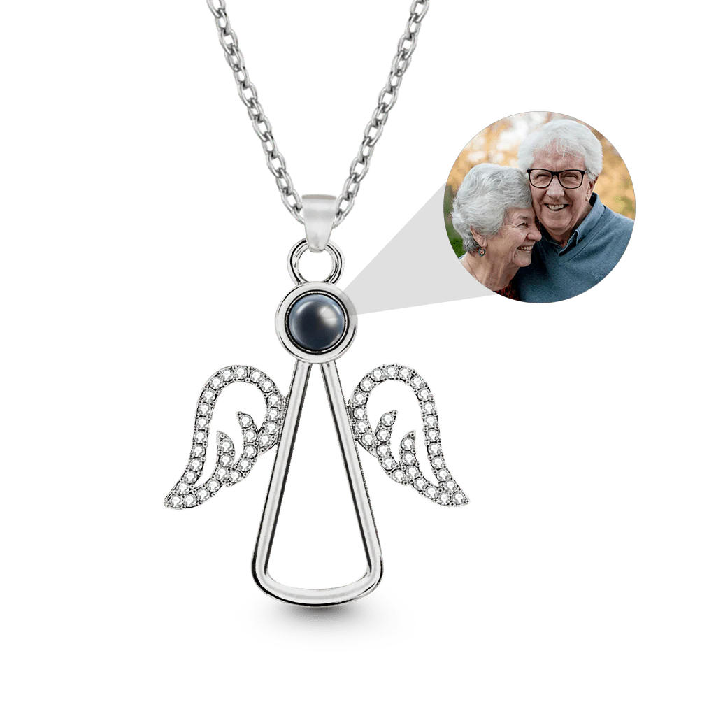 Gnoce Projection Angel Personalized Photo Necklace