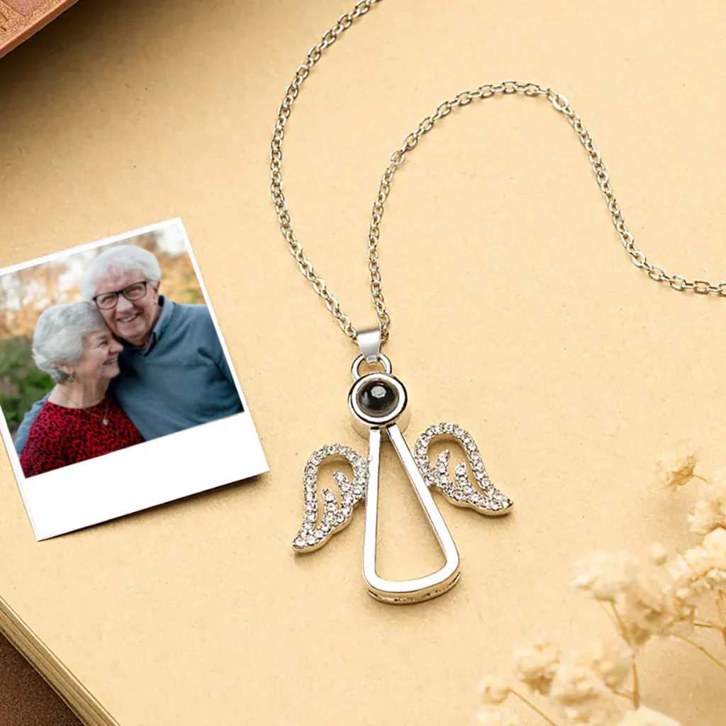 Gnoce Projection Angel Personalized Photo Necklace - Image 3