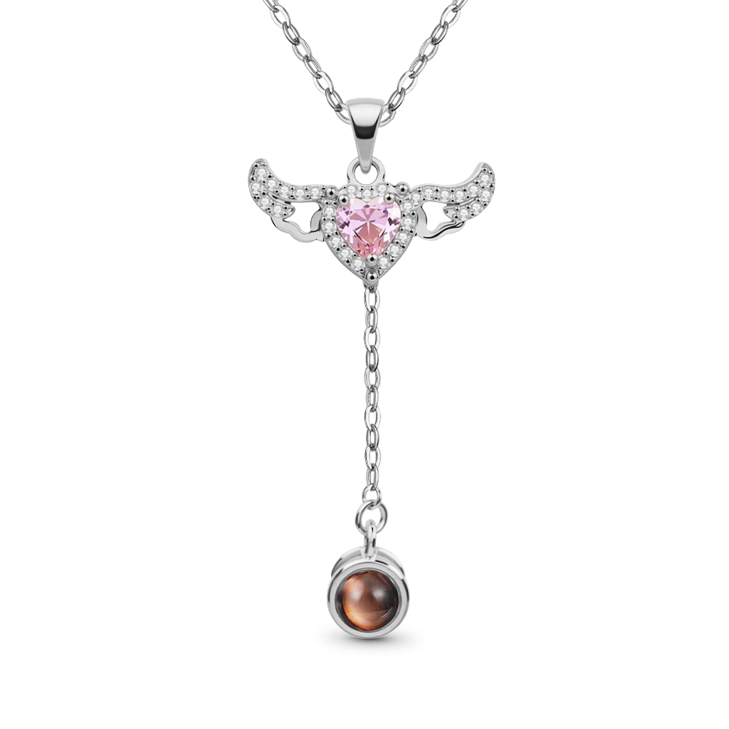Gnoce Projection Cupid Heart Angel Wings Personalized Photo Necklace - Image 2
