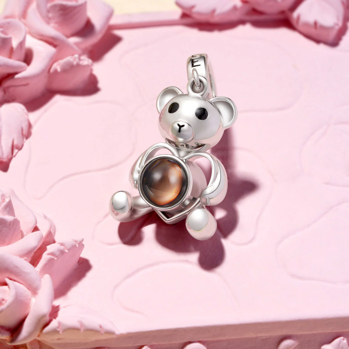 Gnoce Projection Bear Personalized Photo Charm Platinum-plated Silver Blend - Image 2