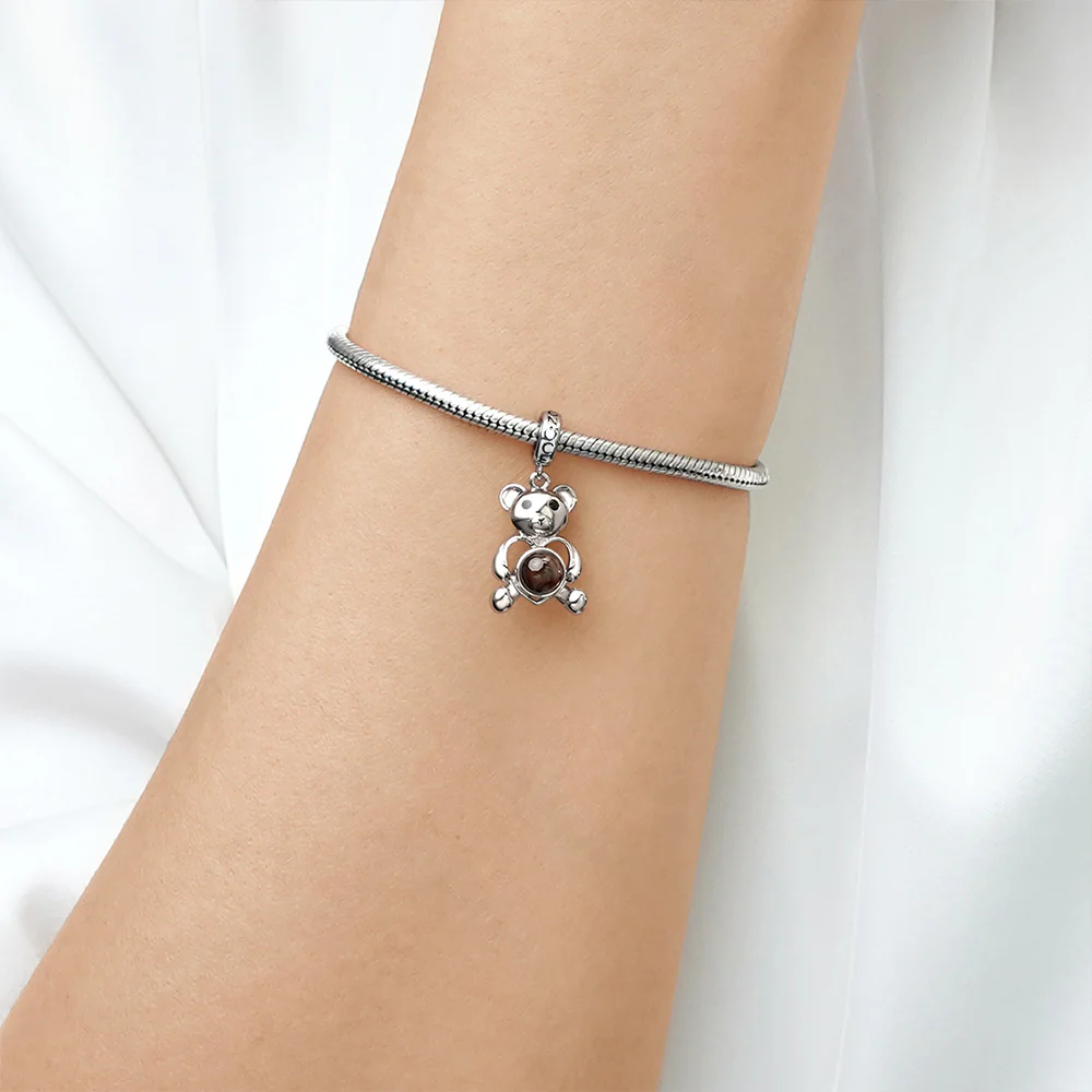 Gnoce Projection Bear Personalized Photo Charm Platinum-plated Silver Blend - Image 4