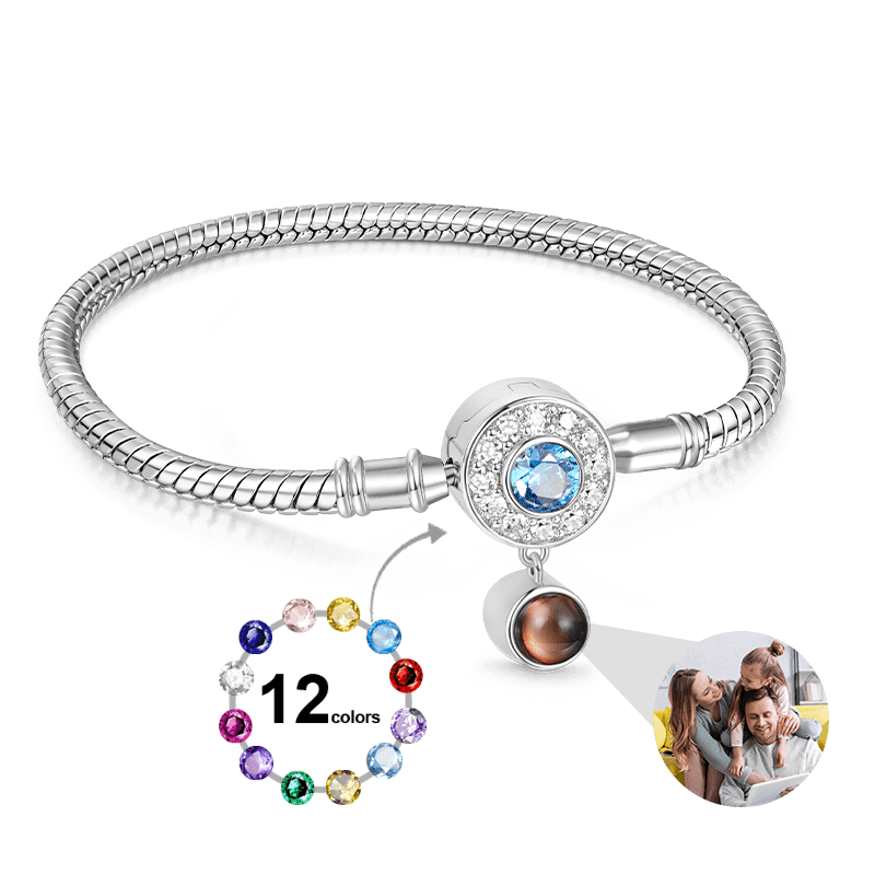 Gnoce Projection Birthstone Basic Snake Chain Bracelet