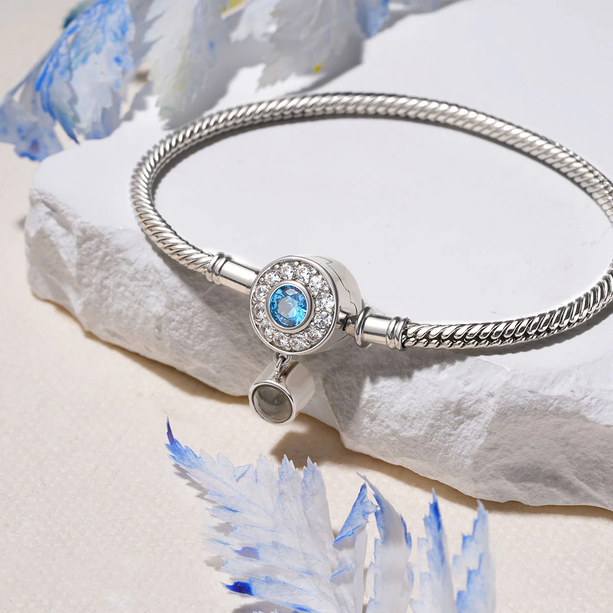 Gnoce Projection Birthstone Basic Snake Chain Bracelet - Image 2