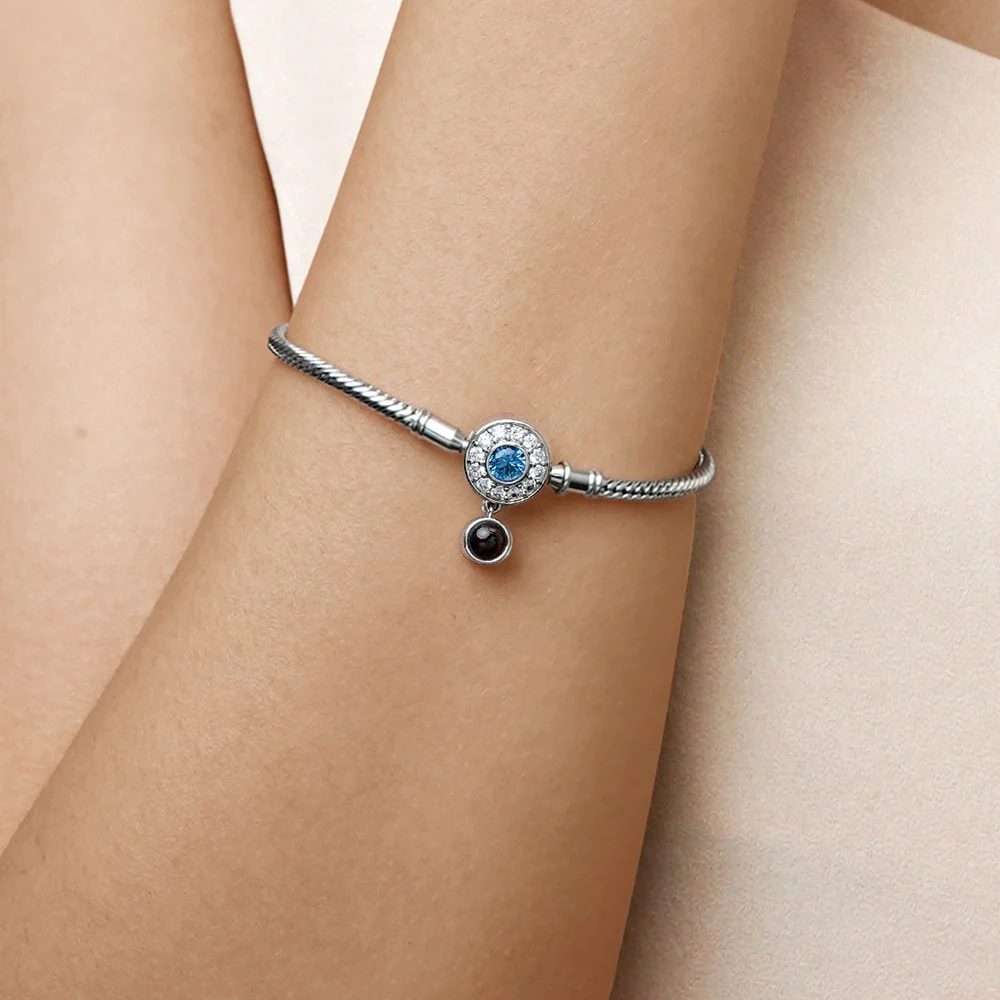 Gnoce Projection Birthstone Basic Snake Chain Bracelet - Image 4