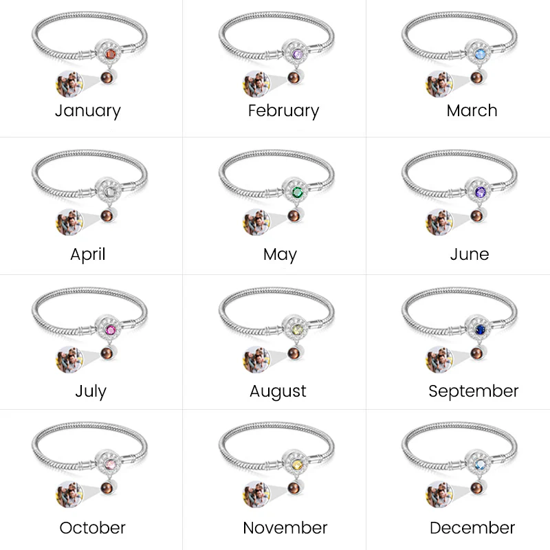 Gnoce Projection Birthstone Basic Snake Chain Bracelet - Image 5