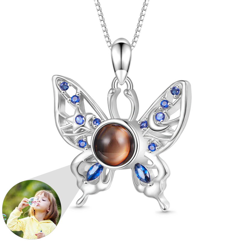 Gnoce Projection Butterfly Personalized Photo Necklace