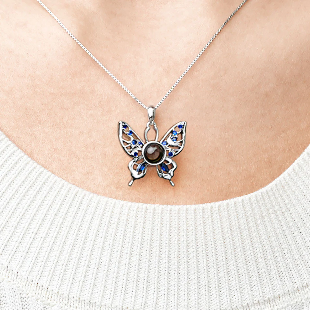 Gnoce Projection Butterfly Personalized Photo Necklace - Image 6