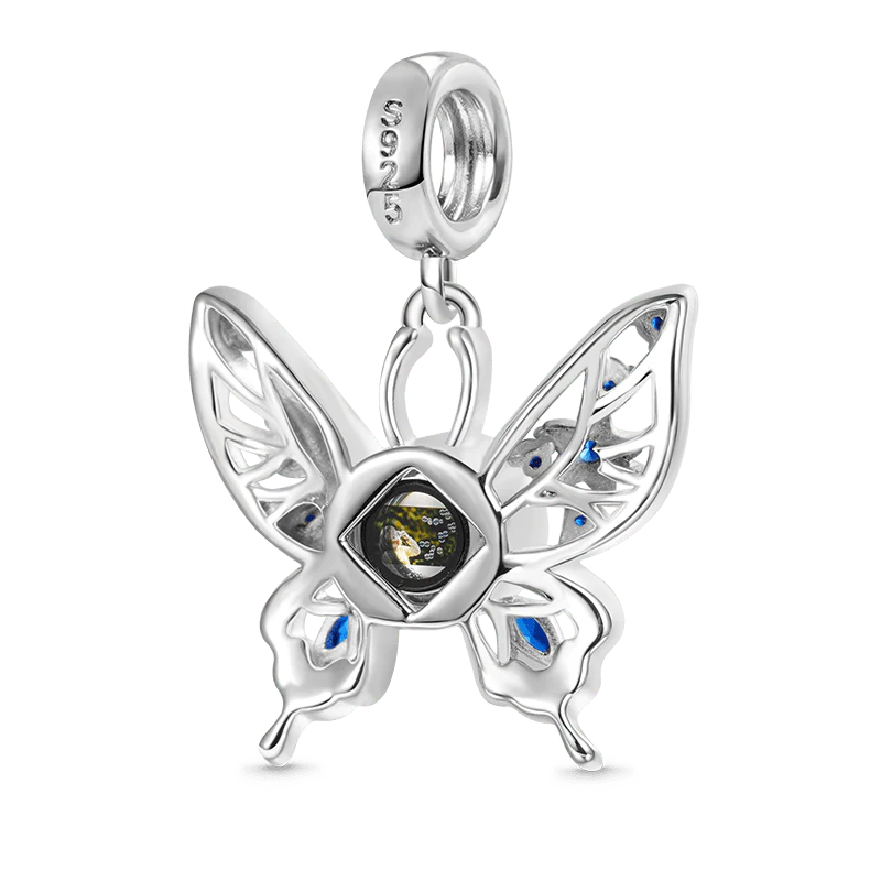 Gnoce Projection Butterfly Personalized Photo Charm Platinum-plated Silver Blend - Image 2