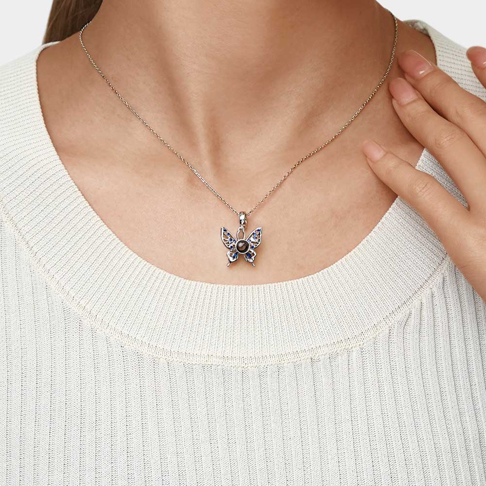 Gnoce Projection Butterfly Personalized Photo Charm Platinum-plated Silver Blend - Image 6
