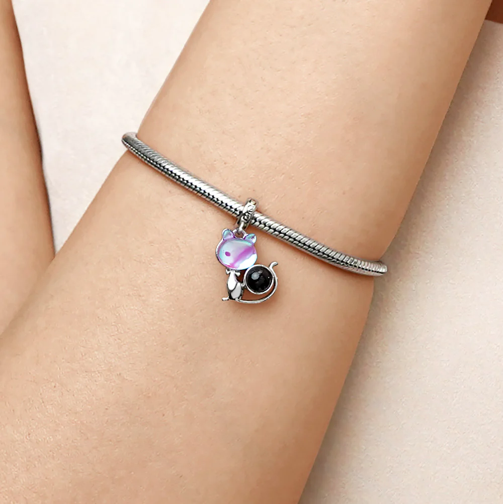Gnoce Projection Pet Cat Personalized Photo Charm Platinum-plated Silver Blend - Image 7