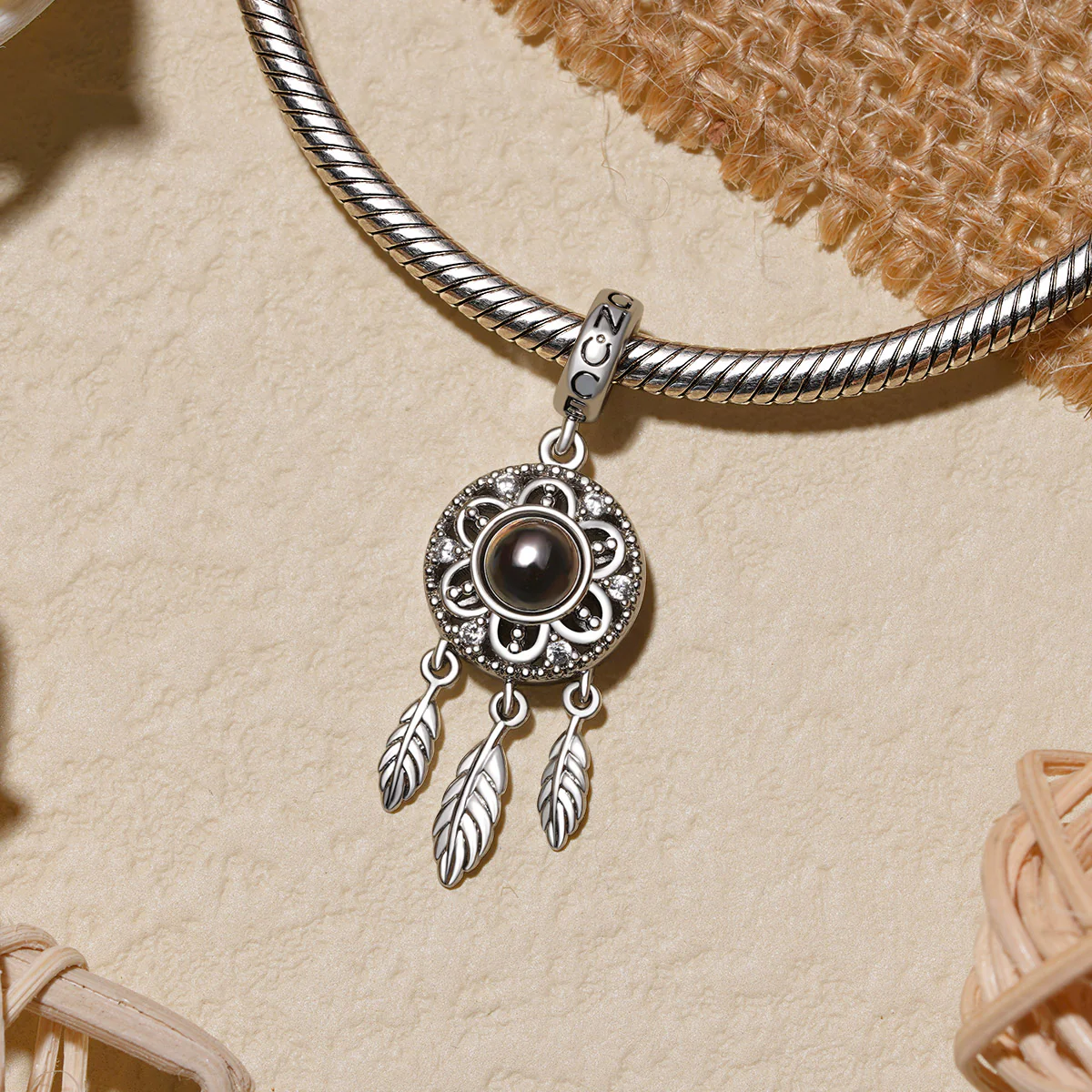 Gnoce Projection Dream Catcher Photo Charm Platinum-plated Silver Blend - Image 3