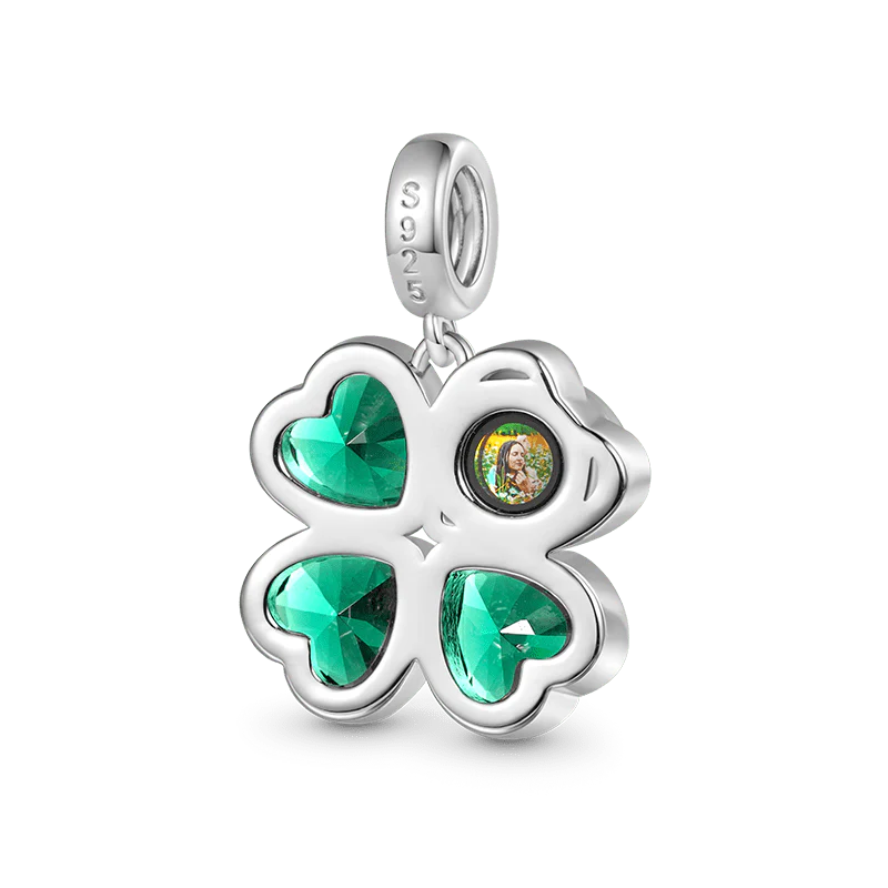 Gnoce Projection Four Leaf Clover Photo Charm Platinum-plated Silver Blend - Image 3