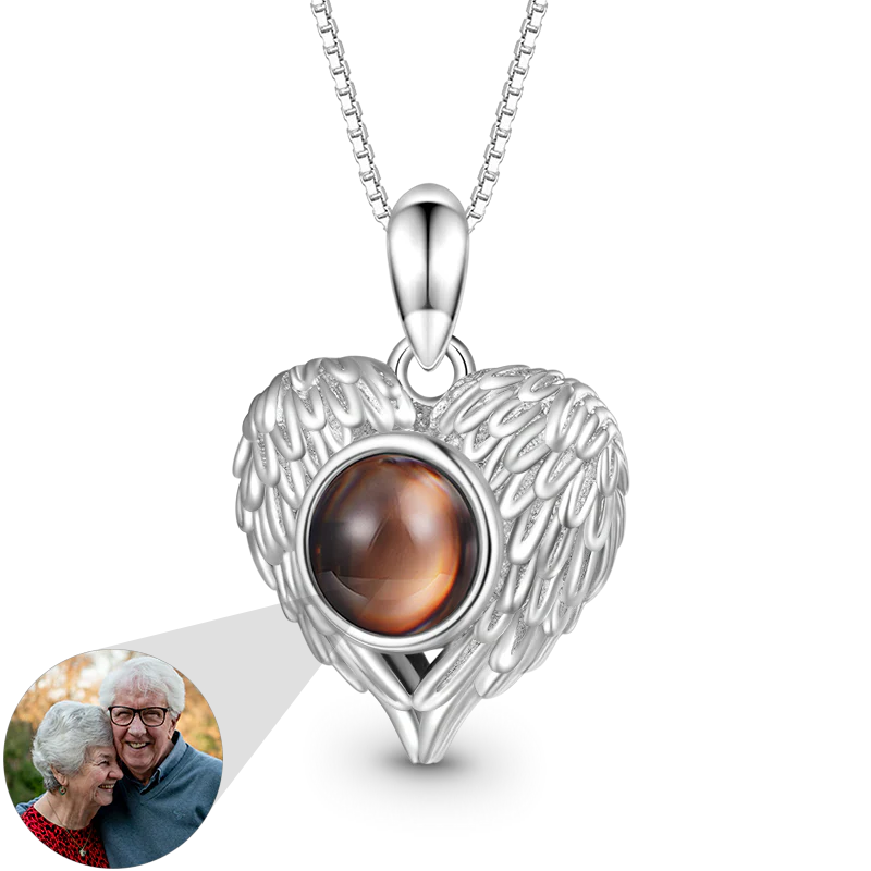 Gnoce Projection Heart Personalized Photo Necklace