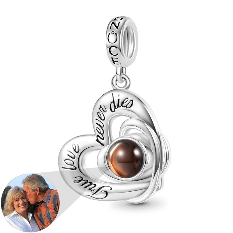 Gnoce Projection Personalized Photo Charm Platinum-plated Silver Blend