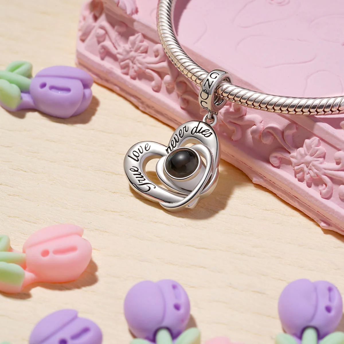 Gnoce Projection Personalized Photo Charm Platinum-plated Silver Blend - Image 2