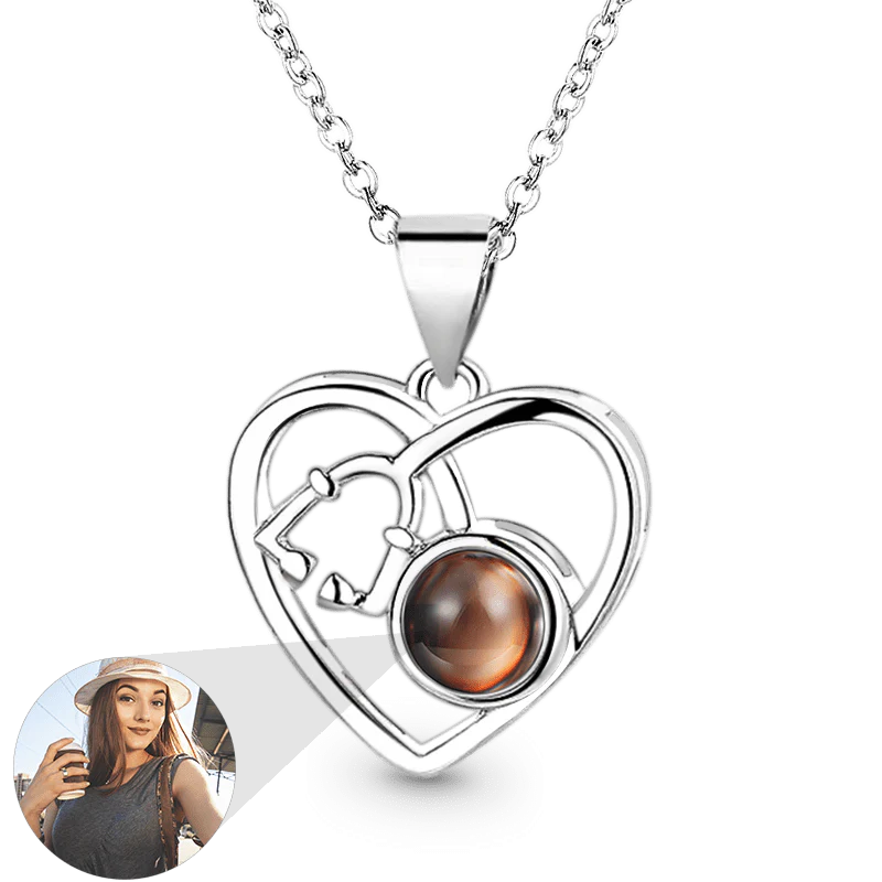 Gnoce Projection Love Heart Personalized Photo Necklace
