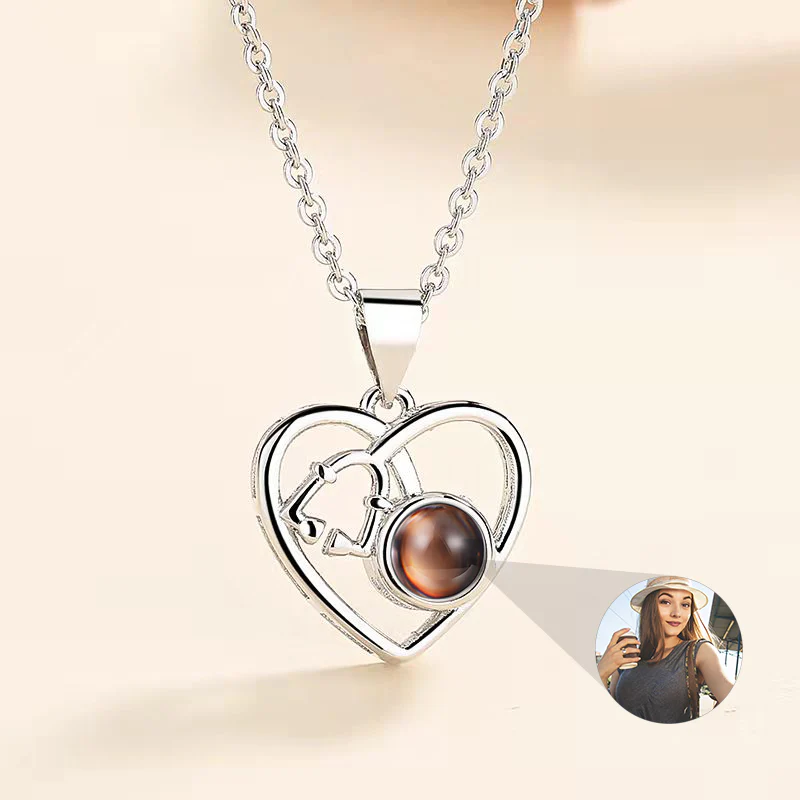 Gnoce Projection Love Heart Personalized Photo Necklace - Image 2