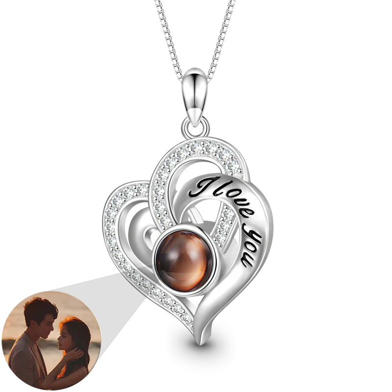 Gnoce Projection Love Heart Personalized Photo Necklace