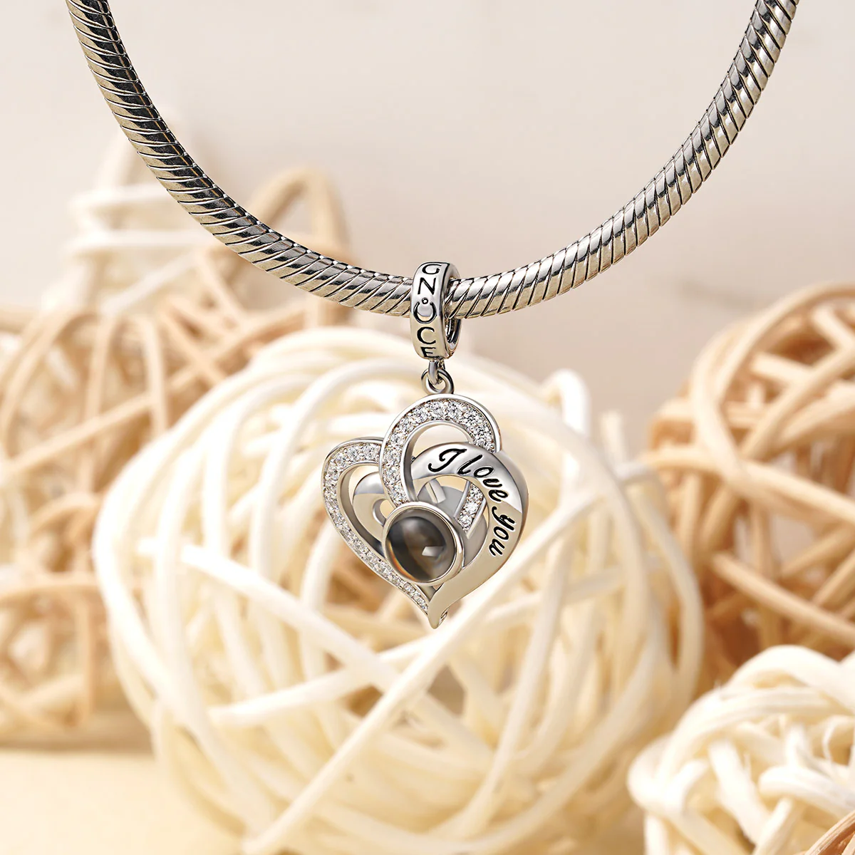 Gnoce Projection Love Heart Personalized Charm Platinum-plated Silver Blend - Image 2