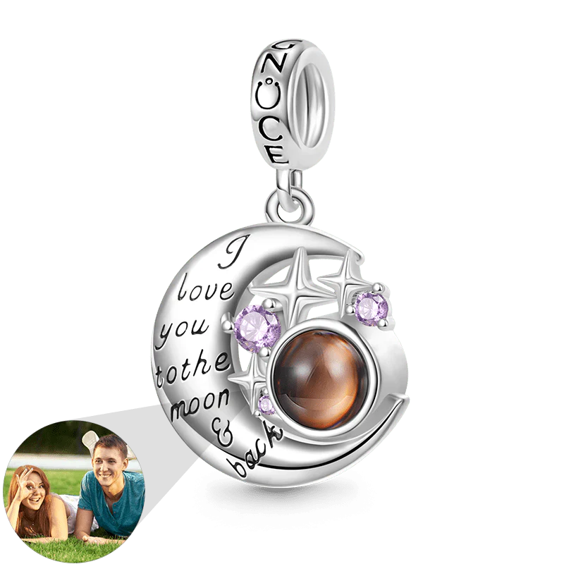 Gnoce Projection Moon & Star Photo Charm Platinum-plated Silver Blend