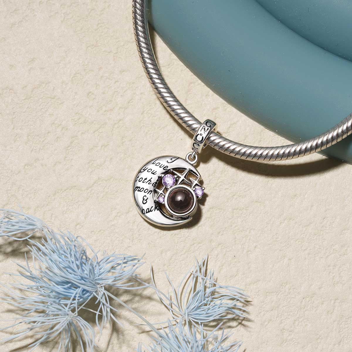 Gnoce Projection Moon & Star Photo Charm Platinum-plated Silver Blend - Image 5