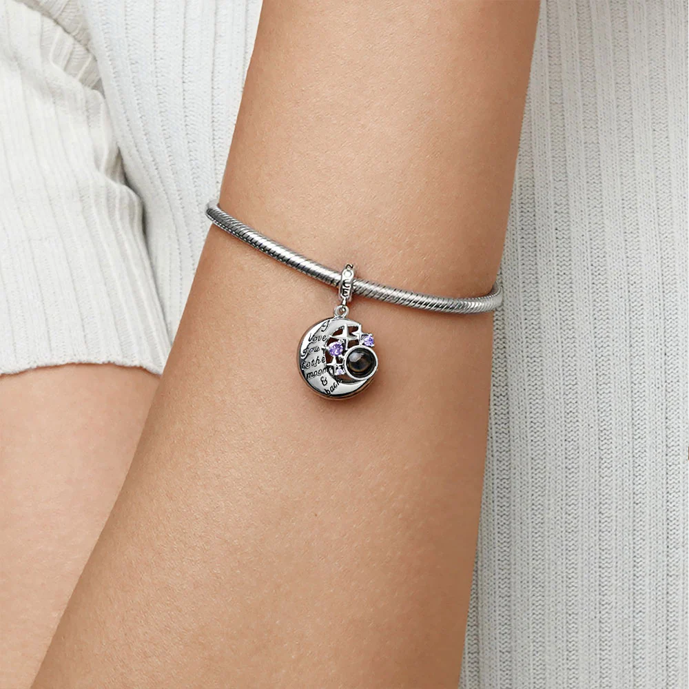 Gnoce Projection Moon & Star Photo Charm Platinum-plated Silver Blend - Image 6