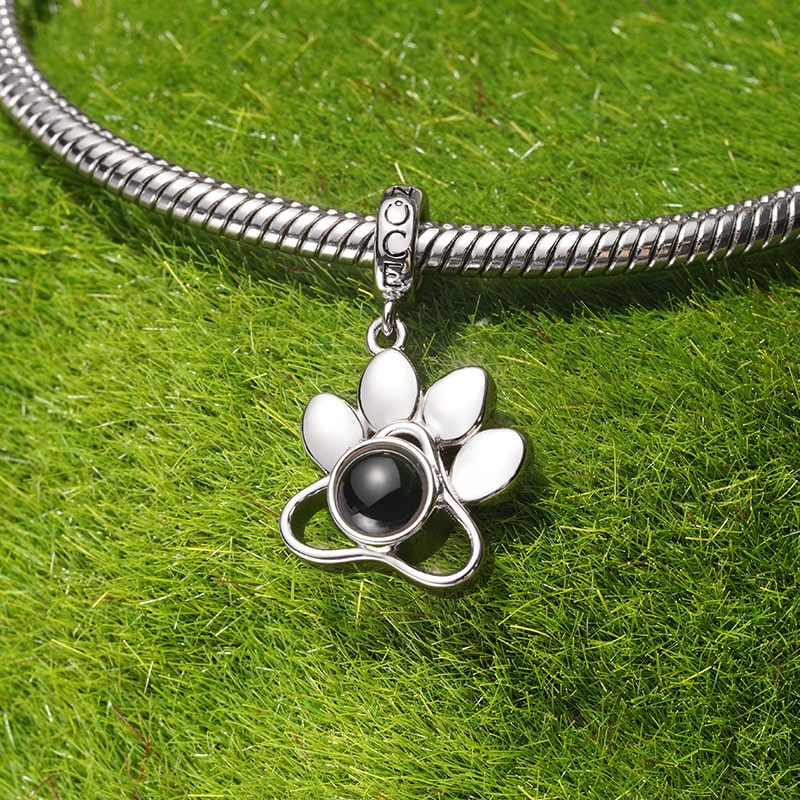 Gnoce Projection Pet Paw Personalized Photo Charm Platinum-plated Silver Blend - Image 4