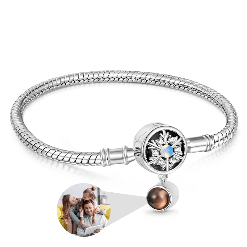 Gnoce Projection Snowflake Basic Snake Chain Bracelet