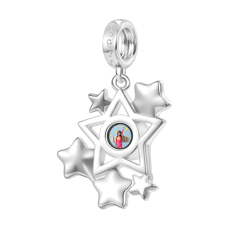 Gnoce Projection Stars Cluster Photo Charm Platinum-plated Silver Blend - Image 3
